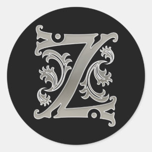 Etiqueta redonda inicial de Z na prata