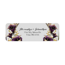 Etiqueta Regresso ao Casamento de Lírios Violetas Roxos Ele
