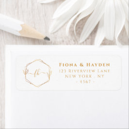 Etiqueta Regresso de Casamento Dourado Branco Elegante