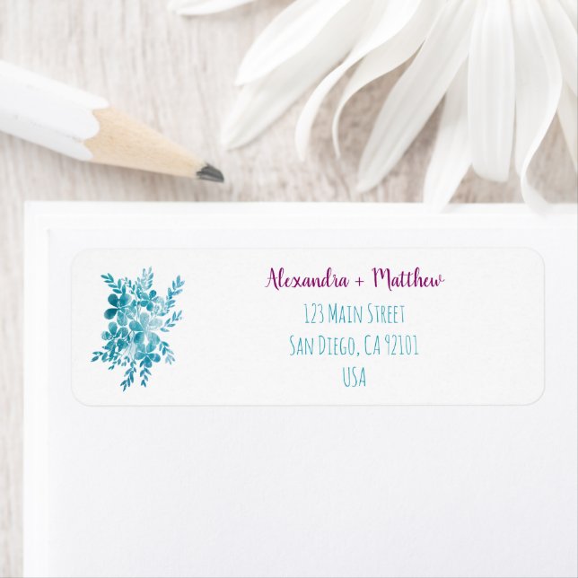 Etiqueta Regresso Floral Azul Brilhante Moderno (Insitu)