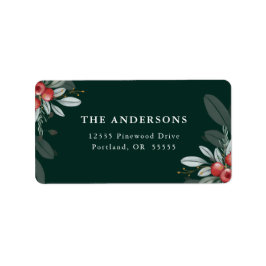 Etiqueta Regresso Verde Escuro de Natal elegante