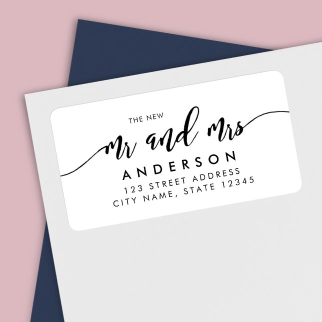 Etiqueta Relaxe Script The New Mr and Mrs Address (Criador carregado)
