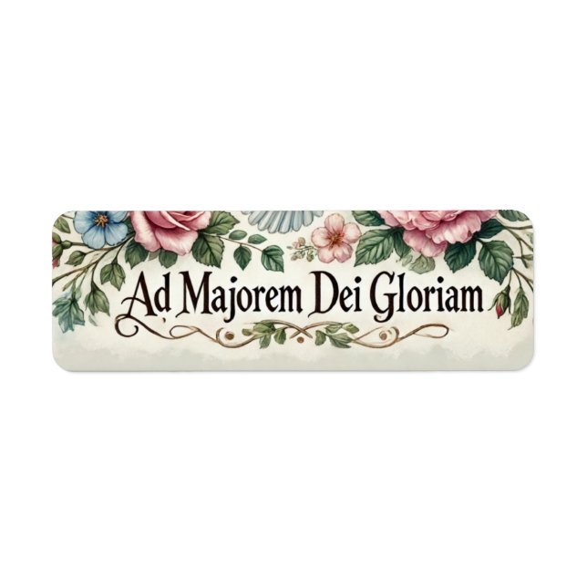 Etiqueta Religião Floral Católica AMDG (Frente)