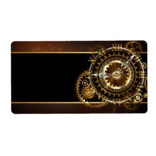 Etiqueta Relógio a vapor com engrenagens antigas