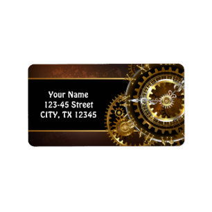 Etiqueta Relógio a vapor com engrenagens antigas