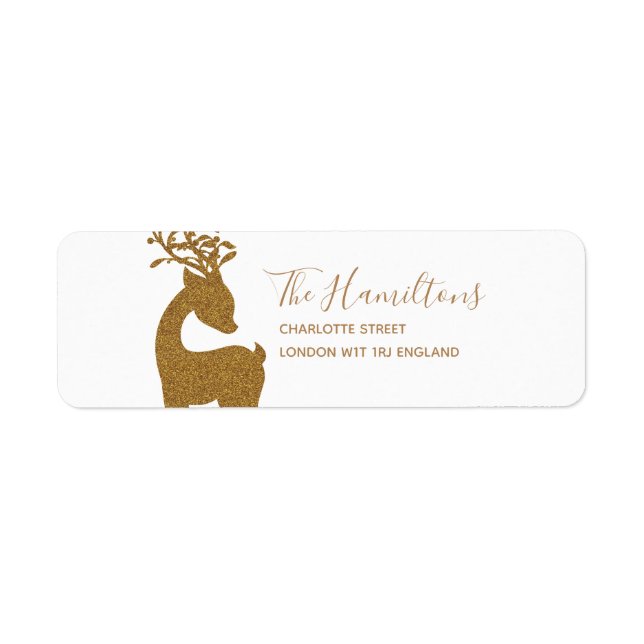 Etiqueta Rena de Natal com Brilho Dourado (Frente)