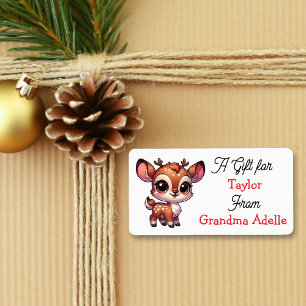 Etiqueta Rena de Natal Fofa Personalizada para e de