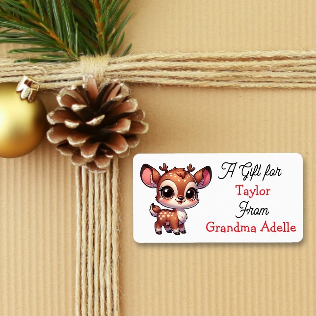 Etiqueta Rena de Natal Fofa Personalizada para e de (Criador carregado)