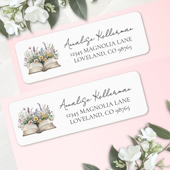 Etiqueta Reservar Novo Capítulo Chá de Bebê da Noiva Wildfl (Book New Chapter Wildflower Bridal Shower label)