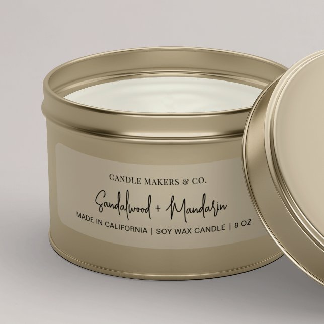 Etiqueta Retângulo 3x1" de Vela Branca Clara Moder (Translucent rectangle 3x1" candle tin labels in minimalist design)