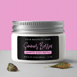 Etiqueta Retângulo do Jar de Espelho Preto e Rosa do Script