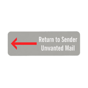 Etiqueta "Retornar ao Remetente", "Correio Indesejado" + Ró