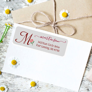 Etiqueta Retorno de espiral personalizada de Rosa vermelha 