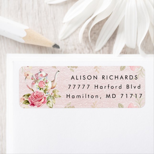 Etiqueta Retorno do Chá de fraldas do Tea Party (Insitu)