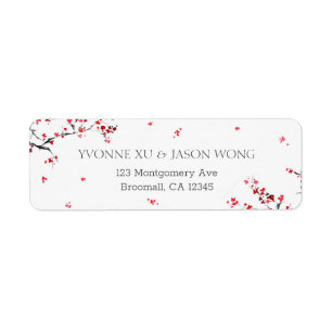 Etiqueta Retorno Elegante Vermelho Chinês Duplo Xi
