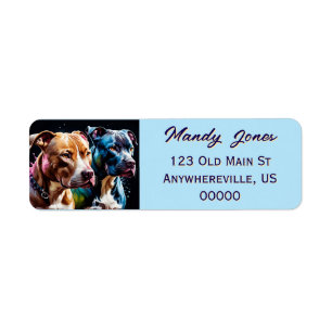 Etiqueta Retrato de dois Pit Bull Terriers