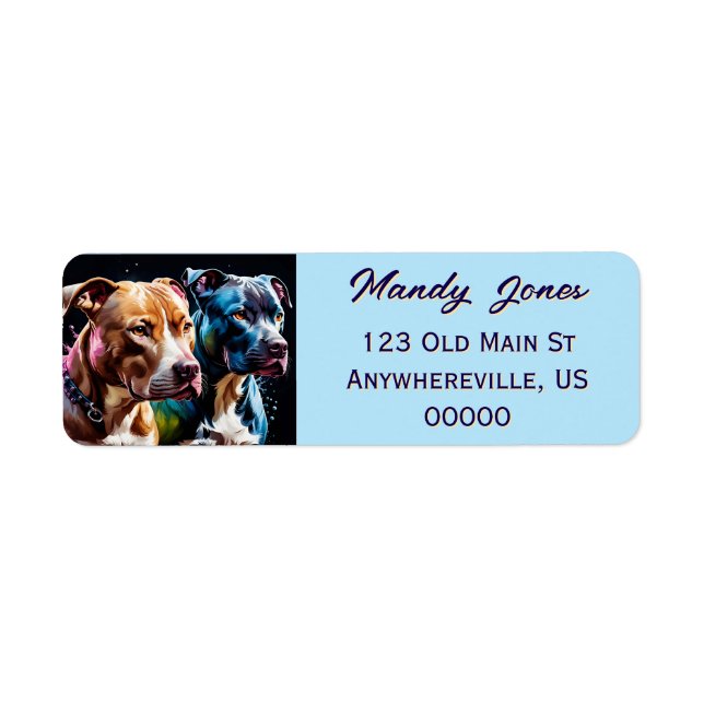 Etiqueta Retrato de dois Pit Bull Terriers (Frente)