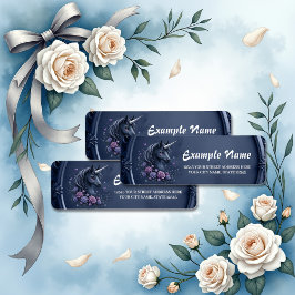 Etiqueta Retrato de Unicórnio Escuro em um Quadro Redondo