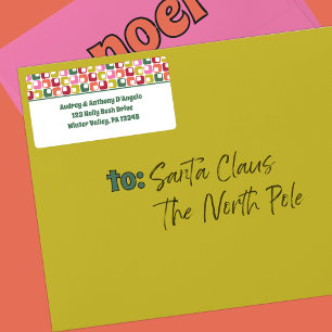 Etiqueta Retro 1970s Endereço de Devolução Geométrica de Pa