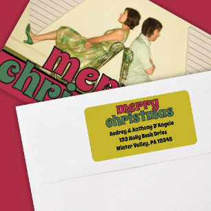 Etiqueta Retro 1970s Merry Christmas Return Address (Endere