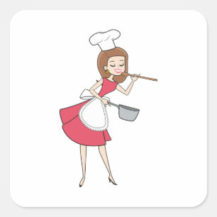 Etiqueta retro da mulher dos desenhos animados