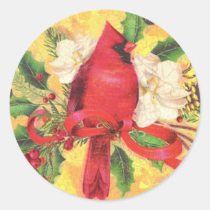Etiqueta retro do cardeal do Natal
