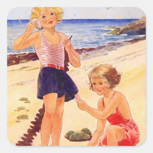 Etiqueta retro do litoral