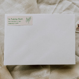 Etiqueta Retro Drawn Green Santa Claus Merry Christmas