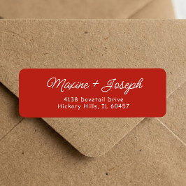 Etiqueta Retro Endereço de Devolução de Casamento Vermelho