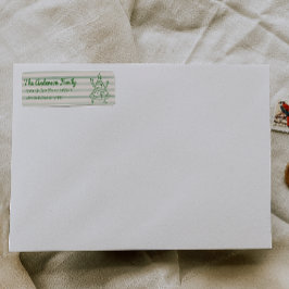 Etiqueta Retro Hand Drawn Green Funny Christmas Tree 