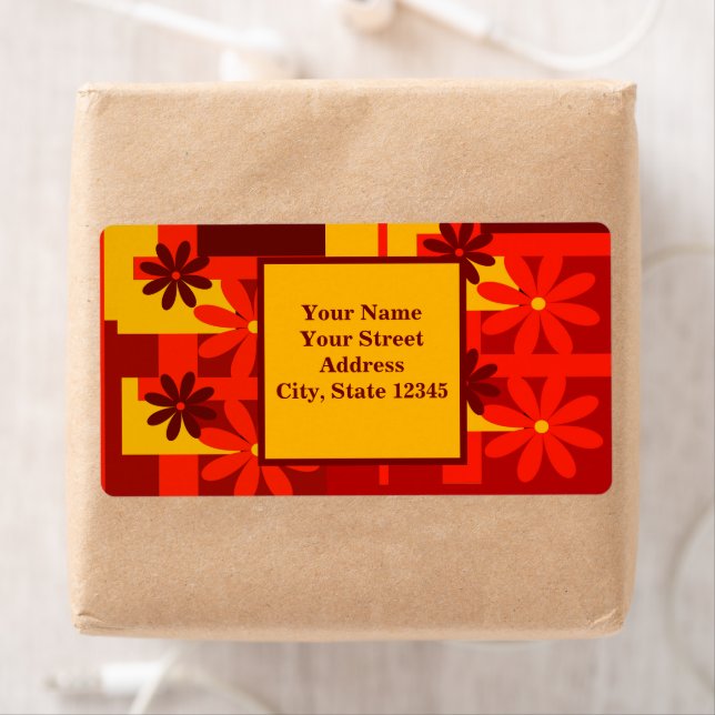 Etiqueta Retro laranja 1970, personalizar (Insitu)