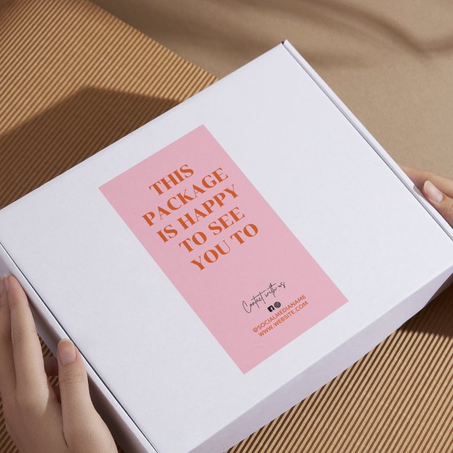 Etiqueta Retro laranja este pacote está feliz em vê-lo (Criador carregado)