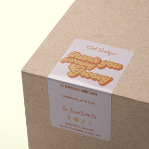 Etiqueta Retro Obrigado Por Comprar Groovy Terracotta