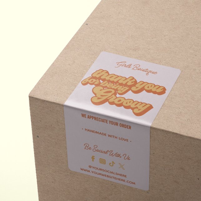 Etiqueta Retro Obrigado Por Comprar Groovy Terracotta (Criador carregado)