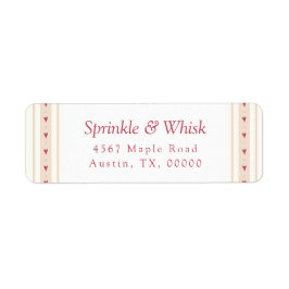 Etiqueta Retro Red And Cream Heart Stripes Bakery