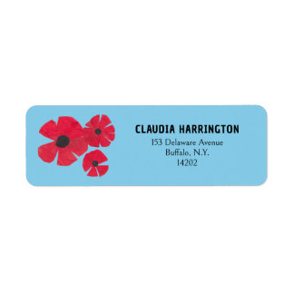 Etiqueta Retro Red Popppps Bonito Sky Blue Return Address