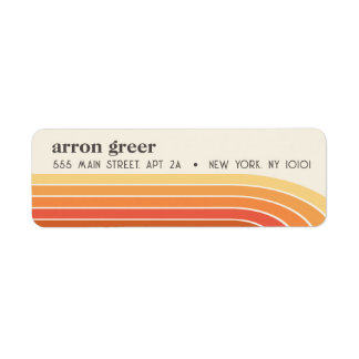 Etiqueta Retro Stripes 80 s Laranja Amarelo Laranja
