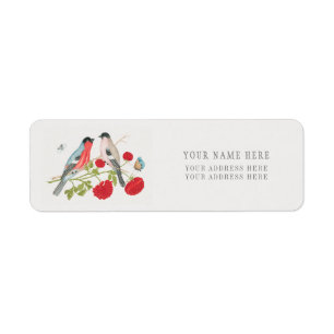ETIQUETA RETURN ADDRESS LABEL WITH "TWO BIRDS WITH ROSES"