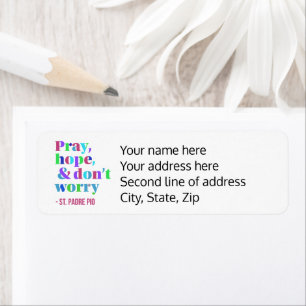 Etiqueta Reze Esperança Não se Preocupe com o Padre Pio Ret