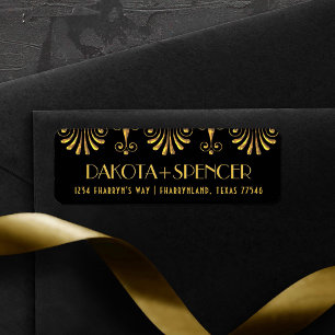 Etiqueta Roarin 20s Dourado e Black Modern Art Deco Endere