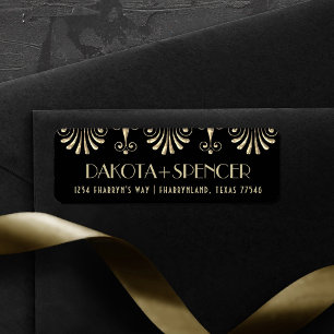 Etiqueta Roarin 20s Sepia Dourada e Black Art Deco Endereç