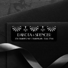 Etiqueta Roarin 20s Silver on Black Modern Art Deco Endereç