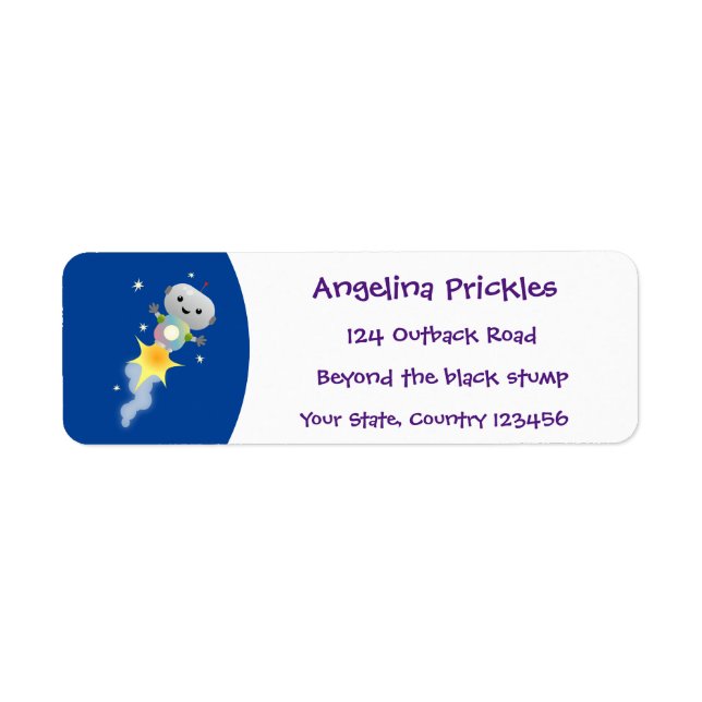 Etiqueta Robô bonito voando em ilustração de desenho animad (Frente)