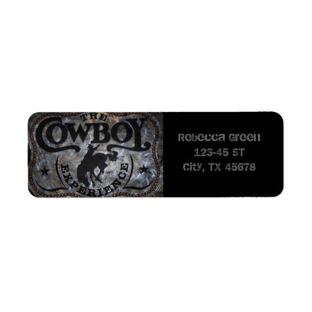 Etiqueta rodeio de vaqueiro Stampede (Frente)