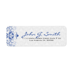 Etiqueta Rolamentos e Damascos Florais da Real Blue & White