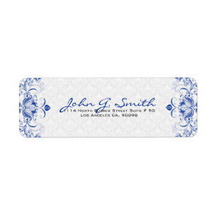 Etiqueta Rolamentos e Damascos Florais da Real Blue & White