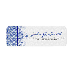 Etiqueta Rolamentos e Damascos Florais da Real Blue & White