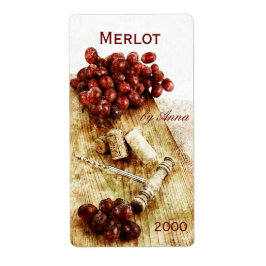 Etiqueta rolha, saca-rolha e rótulo da garrafa de vinho de