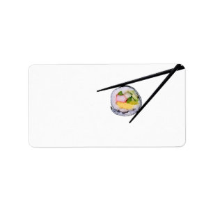 Etiqueta Rolo de sushi & Chopsticks - modelo personalizado