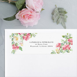 Etiqueta Romantic Blush Pink/Ivory Watercolor Roses Wedding